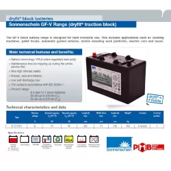 GF12076V BATT.GEL SONNENSCHEIN 12V 76A C5 TRACTION RENFORCEE