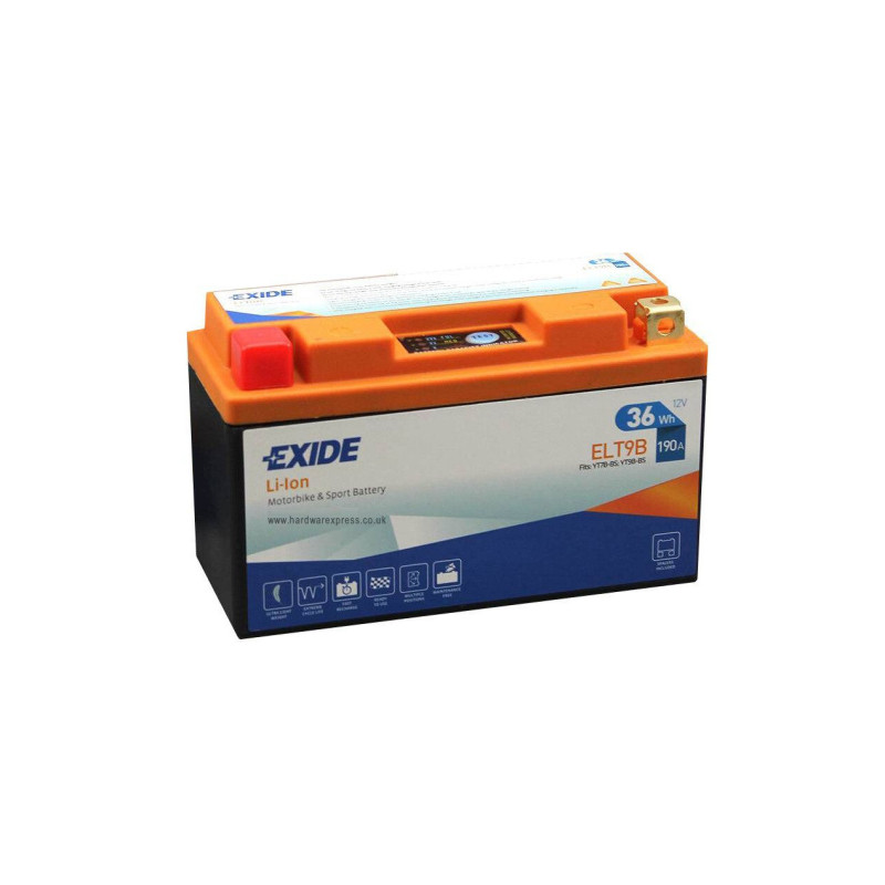 ELT9B BATT EXIDE LiFePO4 12V 36W/H 190A EN +G (YT7B-4/YT9-B4)