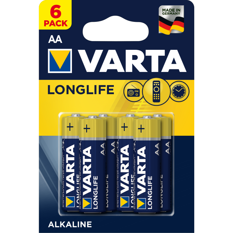 AA - VARTA LONGLIFE BLISTER DE 6 PILES 1.5V ALCALINE