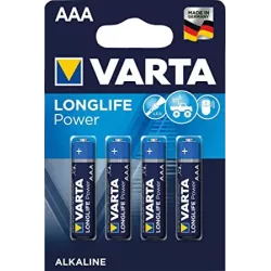 AAA - VARTA LONG LIFE POWER BLISTER DE 4 PILES 1.5V ALCALINE
