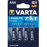 AAA - VARTA LONG LIFE POWER BLISTER DE 4 PILES 1.5V ALCALINE