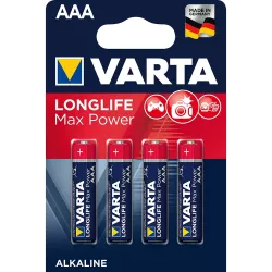 AAA - VARTA LONG LIFE MAX POWER BLISTER DE 4 PILES  1.5V ALCALINE