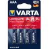 AAA - VARTA LONG LIFE MAX POWER BLISTER DE 4 PILES  1.5V ALCALINE