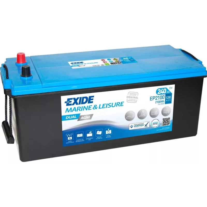 M16G EXIDE EP2100 MARINE AGM 12V 240AH 1200A DUAL