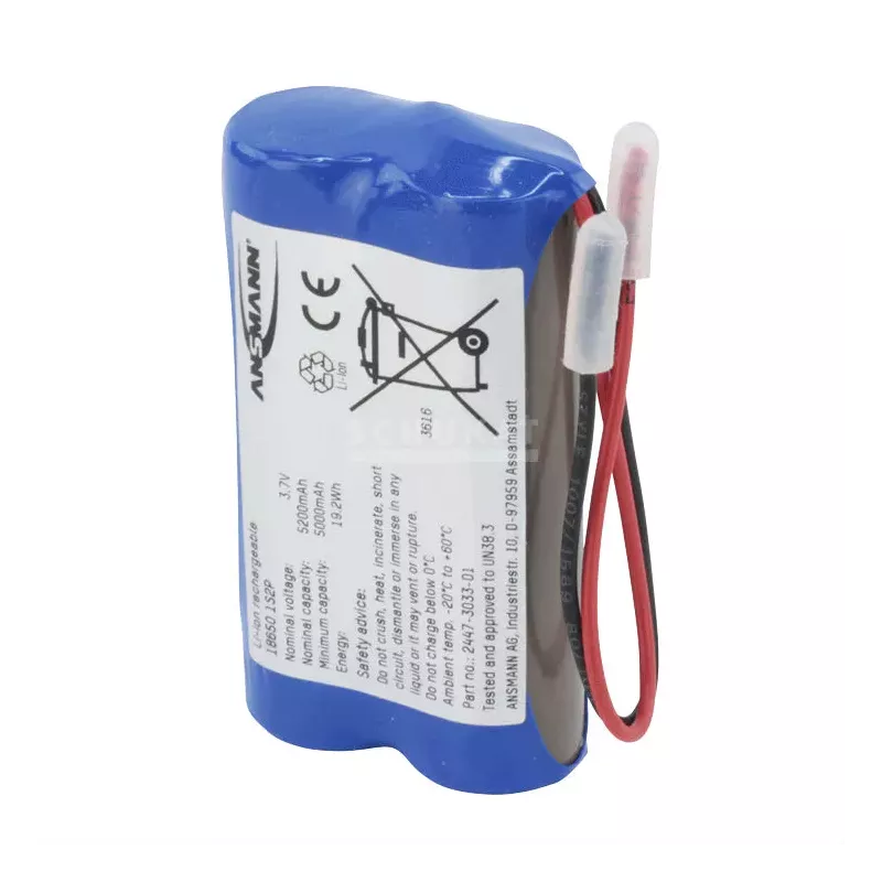 BATT.NMC 1S2P 3.7V 5100 MAH  18650 SORTIES 2 FILS MAX 3A ANSMANN