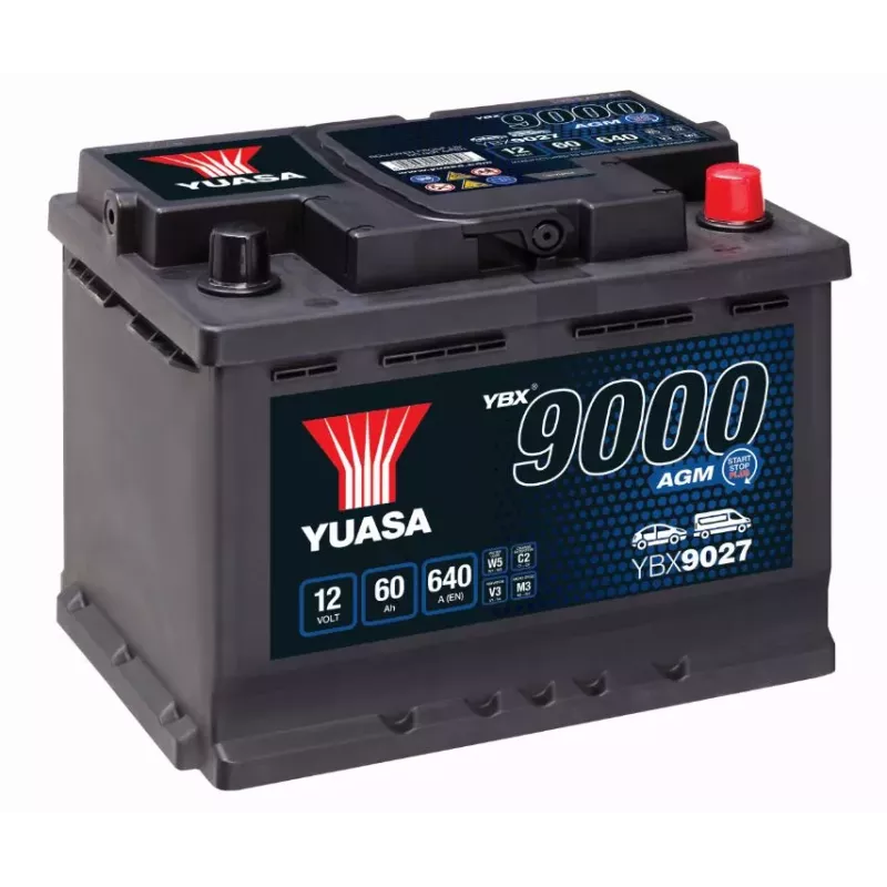 L2DAGM 12V 60AH 640A EN YUASA AGM START-STOP  YBX9027 +D