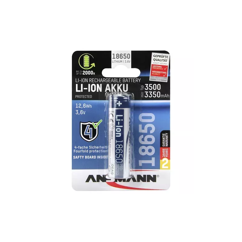 ACCU 18650 3.7V 3.5A LI.ION ANSMANN AVEC BMS LG INR1850