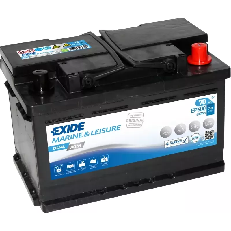 L3DAGM EXIDE EP600 MARINE 12V 70AH 760 A/EN