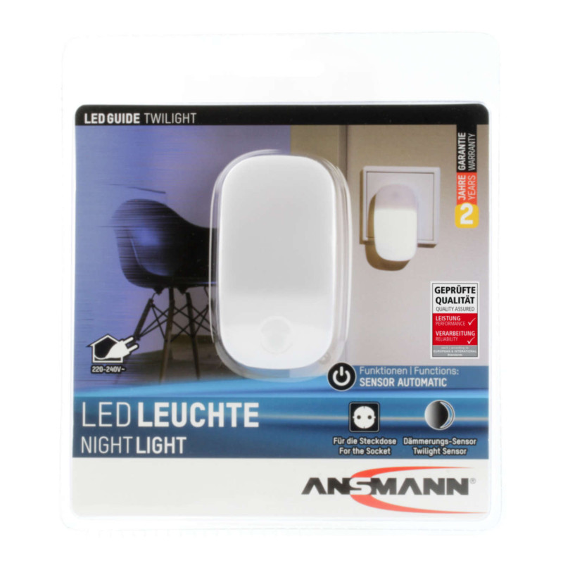 VEILLEUSE LED AVEC DETECT CREPUSCULAIRE 230V ANSMANN EPUISEMENT STOCK